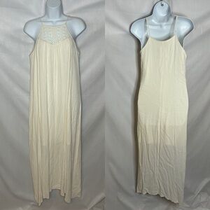 Mossimo Lace Insert Cream Maxi Dress size Large GUC